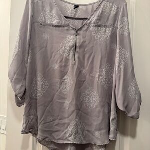 Maurices Light Gray Blouse with Zipper Accent